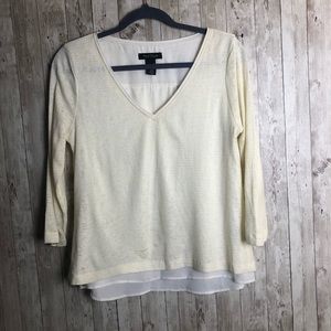 Double Layered V-Neck Sweater White House